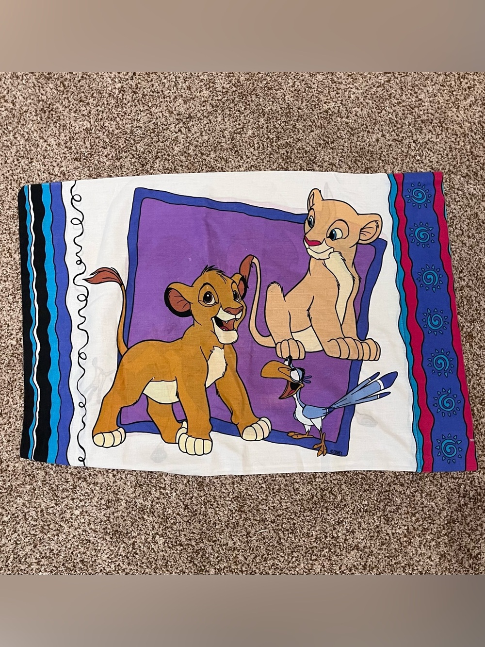 Vintage Disney “The Lion King” Standard Pillowcase Simba Nala Timon Pumbaa Zazu
